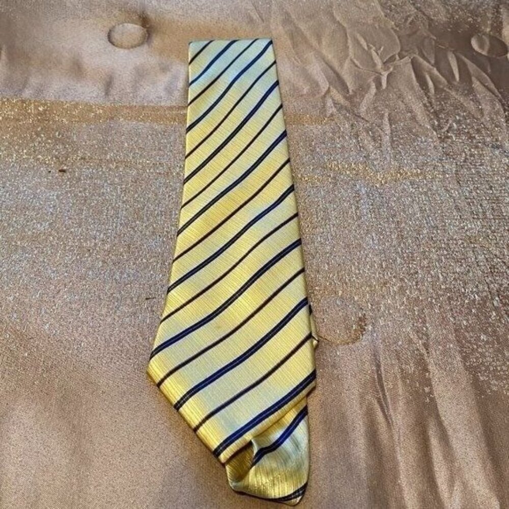 Belisi Necktie 59" Gold/Blue 100% Handmade Silk